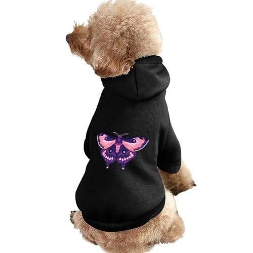 Hunde-Kapuzenpullover mit Aufdruck „Purple Moth, lustiges Winter-Hunde-Sweatshirt, Katzen-Kapuzen-Welpen-Outfit, süßes Kostüm für kleine, mittelgroße und große Hunde und Katzen von KWQDOZF