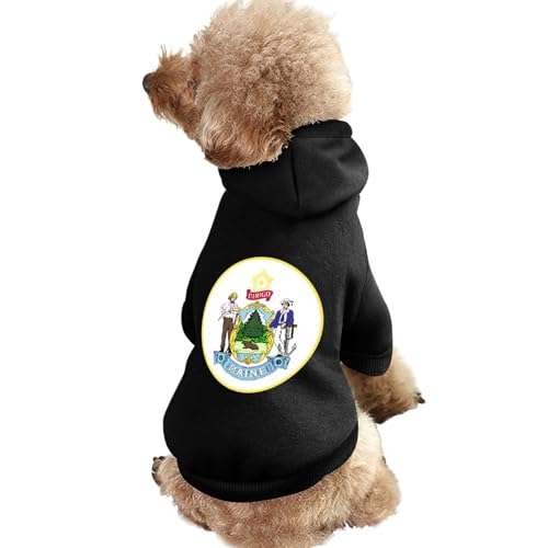 Hunde-Kapuzenpullover mit Aufdruck „Seal of Maine, lustiges Winter-Hunde-Sweatshirt, Katzen-Kapuzen-Welpen-Outfit, süßes Kostüm für kleine, mittelgroße und große Hunde und Katzen von KWQDOZF