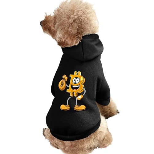 Hunde-Kapuzenpullover mit Bitcoin- und Dollar-Aufdruck, lustiges Winter-Hunde-Sweatshirt, Katzen-Kapuzen-Welpen-Outfit, süßes Kostüm für kleine, mittelgroße und große Hunde und Katzen von KWQDOZF