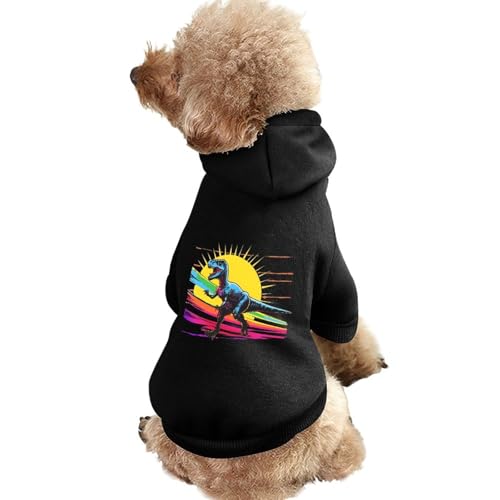 Hunde-Kapuzenpullover mit Dinosaurier-Regenbogenflagge, Bedruckt, lustiges Winter-Hunde-Sweatshirt, Katzen-Kapuzen-Welpen-Outfit, süßes Kostüm für kleine, mittelgroße und große Hunde und Katzen von KWQDOZF