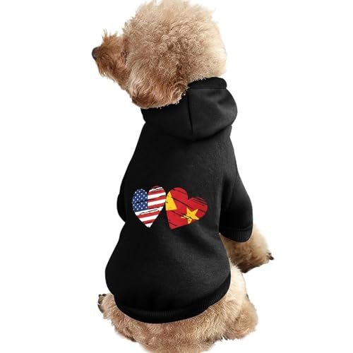 Hunde-Kapuzenpullover mit Herz-Print, USA-Tigray-Region-Flagge, lustiges Winter-Hunde-Sweatshirt, Katzen-Kapuzen-Welpen-Outfit, süßes Kostüm für kleine, mittelgroße und große Hunde und Katzen von KWQDOZF