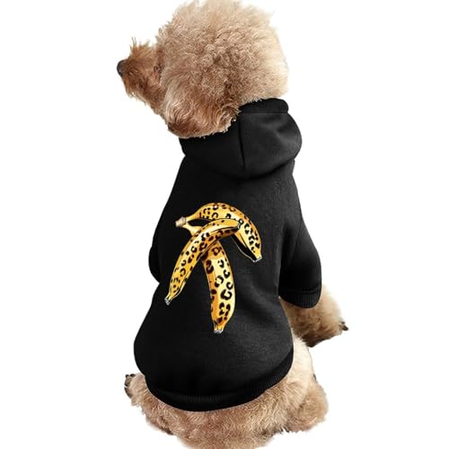 Hunde-Kapuzenpullover mit Leoparden- und Bananenmotiv, Bedruckt, lustiges Winter-Hunde-Sweatshirt, Katzen-Kapuzen-Welpen-Outfit, süßes Kostüm für kleine, mittelgroße und große Hunde und Katzen von KWQDOZF