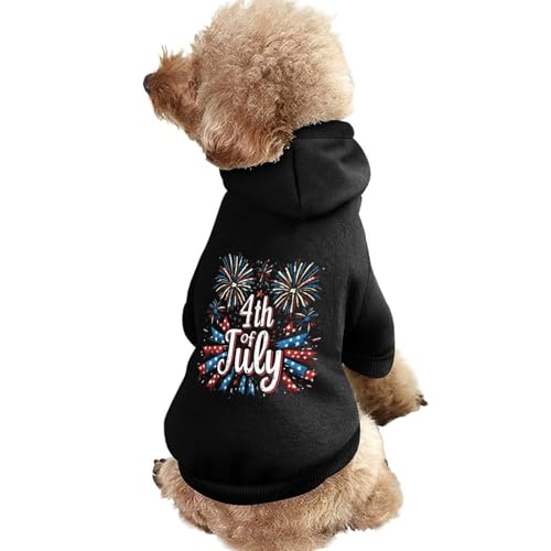 Hunde-Kapuzenpullover mit US-Flagge zum 4. Juli, Bedruckt, lustiges Winter-Hunde-Sweatshirt, Katzen-Kapuzen-Welpen-Outfit, süßes Kostüm für kleine, mittelgroße und große Hunde und Katzen von KWQDOZF