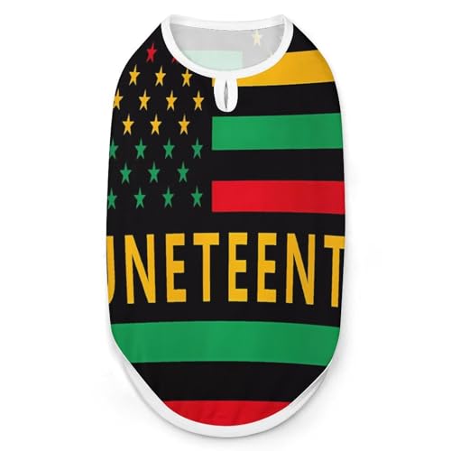 Hunde-Shirt und Katzenkleidung mit der Happy Juneteenth-Flagge, Schwarz, Befreiungsmonat, Sommerpullover, ärmellos, Tanktop für kleine, mittelgroße und große Haustiere von KWQDOZF