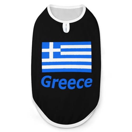 Hunde- und Katzenkleidung mit griechischer Flagge, Sommer-T-Shirt, grafische Weste, ärmellos, Haustier-Tanktop von KWQDOZF