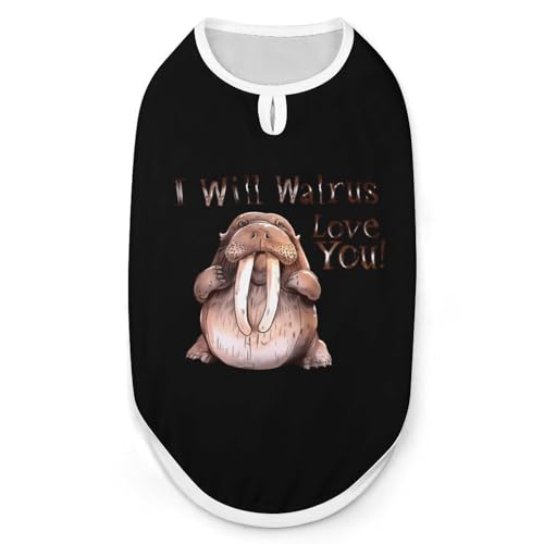 I Will Walrus Love You Hunde- und Katzenkleidung Sommer-T-Shirt Grafikweste Ärmelloses Haustier-Tanktop von KWQDOZF