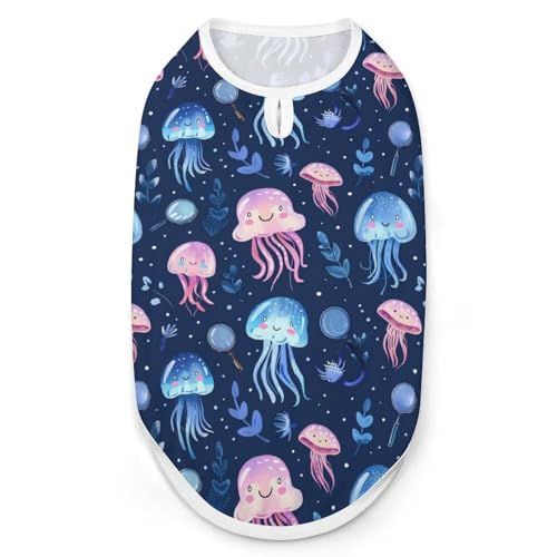 Jellyfish Ocean Adventure Lupe Hunde- und Katzenkleidung Sommer-T-Shirt Grafikweste Ärmelloses Haustier-Tanktop von KWQDOZF