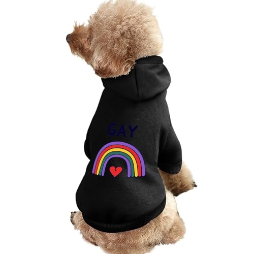 Kapuzenpullover für Haustiere mit Aufdruck „Gay Rainbow Heart – Warmer Hunde-Kapuzenpullover – Süße Outfits – Kleidung für Hunde und Katzen von KWQDOZF