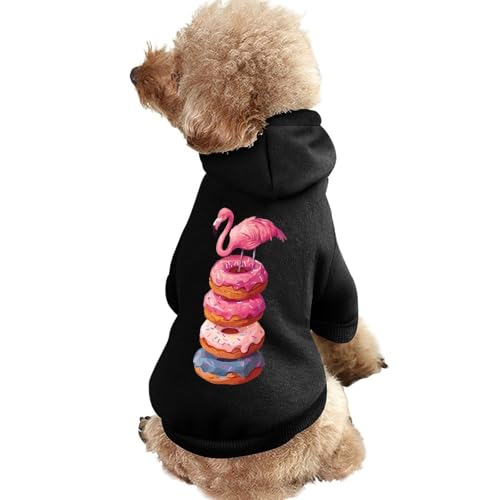 Kapuzenpullover für Haustiere mit Flamingo-Donuts und Streuseln, Bedruckt, Warmer Hunde-Kapuzenpullover, süße Outfits, Kleidung für Hunde und Katzen von KWQDOZF