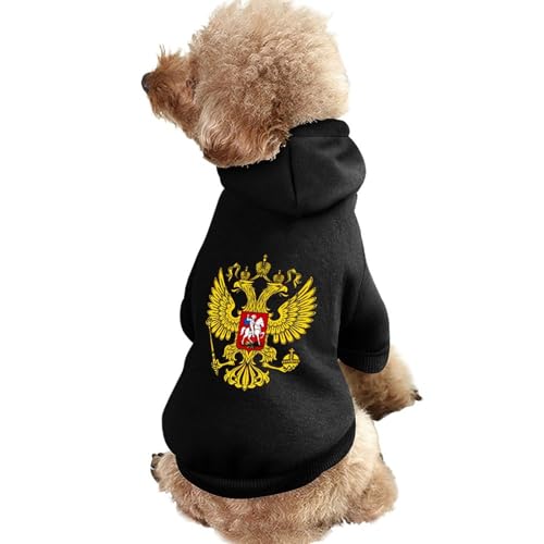 Kapuzenpullover für Haustiere mit Wappen von Russland, Bedruckt, Warmer Hunde-Kapuzenpullover, süße Outfits, Kleidung für Hunde und Katzen von KWQDOZF