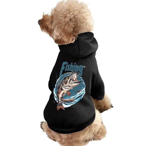 Kapuzenpullover für Hunde mit Angelmotiv, Bedruckt, lustiges Winter-Hunde-Sweatshirt, Katzen-Kapuzen-Welpen-Outfit, süßes Kostüm für kleine, mittelgroße und große Hunde und Katzen von KWQDOZF