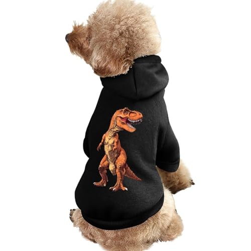 Kapuzenpullover für Hunde mit Dinosaurier-Aufdruck, lustiges Winter-Hunde-Sweatshirt, Katzen-Kapuzen-Welpen-Outfit, süßes Kostüm für kleine, mittelgroße und große Hunde und Katzen von KWQDOZF