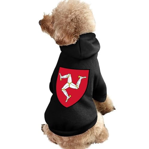 Kapuzenpullover für Hunde mit Wappen der Isle of Man, Bedruckt, lustiges Winter-Hunde-Sweatshirt, Katzen-Kapuzen-Welpen-Outfit, süßes Kostüm für kleine, mittelgroße und große Hunde und Katzen von KWQDOZF