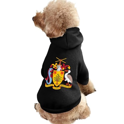 Kapuzenpullover für Hunde mit Wappen von Barbados, Bedruckt, lustiges Winter-Hunde-Sweatshirt, Katzen-Kapuzen-Welpen-Outfit, süßes Kostüm für kleine, mittelgroße und große Hunde und Katzen von KWQDOZF