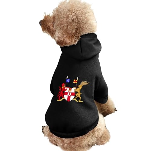 Kapuzenpullover für Hunde mit Wappen von Nordirland, Bedruckt, lustiges Winter-Hunde-Sweatshirt, Katzen-Kapuzen-Welpen-Outfit, süßes Kostüm für kleine, mittelgroße und große Hunde und Katzen von KWQDOZF