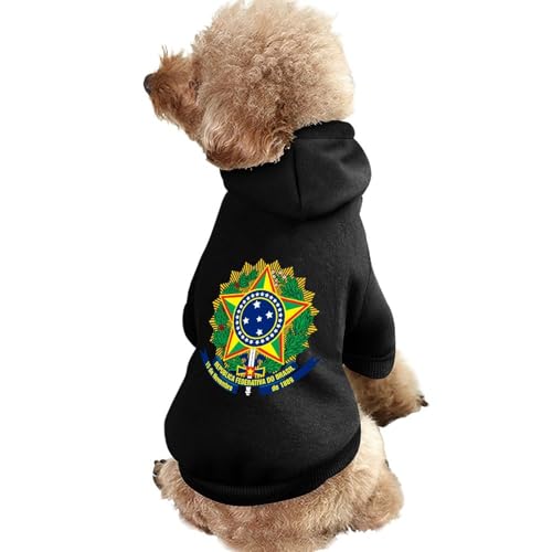 Kapuzenpullover für Hunde mit brasilianischem Wappen, Bedruckt, lustiges Winter-Hunde-Sweatshirt, Katzen-Kapuzen-Welpen-Outfit, süßes Kostüm für kleine, mittelgroße und große Hunde und Katzen von KWQDOZF