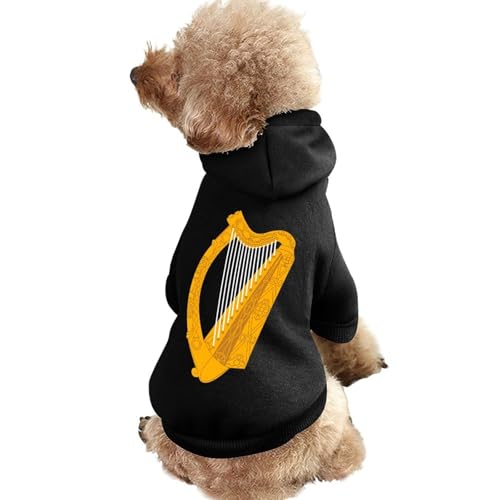 Kapuzenpullover für Hunde mit irischem Wappen, Bedruckt, lustiges Winter-Hunde-Sweatshirt, Katzen-Kapuzen-Welpen-Outfit, süßes Kostüm für kleine, mittelgroße und große Hunde und Katzen von KWQDOZF