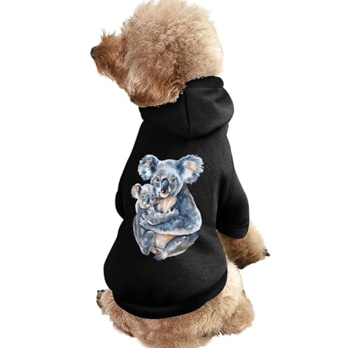 Kapuzenpullover mit Aquarell-Motiv „Koala-Mama mit kleinem Hund, bedruckt, lustiges Winter-Hunde-Sweatshirt, Katzen-Kapuzen-Welpen-Outfit, süßes Kostüm für kleine, mittelgroße und große Hunde und Katz von KWQDOZF