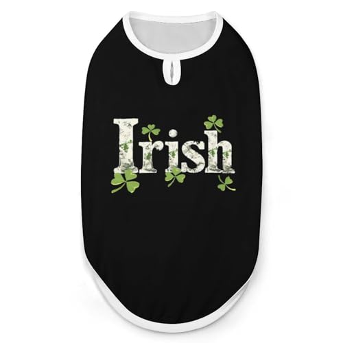 Kleeblätter Irische St. Patricks Day Hunde- und Katzenkleidung Sommer-T-Shirt Grafikweste Ärmelloses Haustier-Tanktop von KWQDOZF