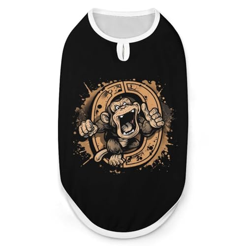 Kung Fu Affen Schimpansen AFFE Hunde- und Katzenkleidung Sommer-T-Shirt Grafik Weste Ärmelloses Haustier-Tanktop von KWQDOZF