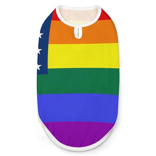 LGBT Regenbogen US-Flagge Hunde- und Katzenkleidung Sommer-T-Shirt Grafikweste Ärmelloses Haustier-Tanktop von KWQDOZF