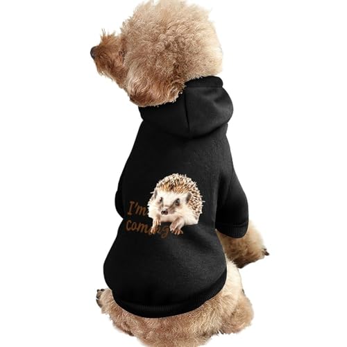 Lustiger Hunde-Kapuzenpullover mit Igel-Aufdruck „I'm Coming, witziges Winter-Hunde-Sweatshirt, Katzen-Kapuzen-Welpen-Outfit, süßes Kostüm für kleine, mittelgroße und große Hunde und Katzen von KWQDOZF