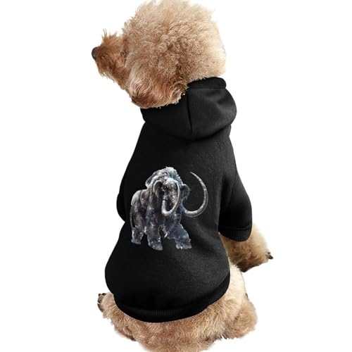 Mammut-Tier-Hunde-Kapuzenpullover, Bedruckt, lustiges Winter-Hunde-Sweatshirt, Katzen-Kapuzen-Welpen-Outfit, süßes Kostüm für kleine, mittelgroße und große Hunde und Katzen von KWQDOZF