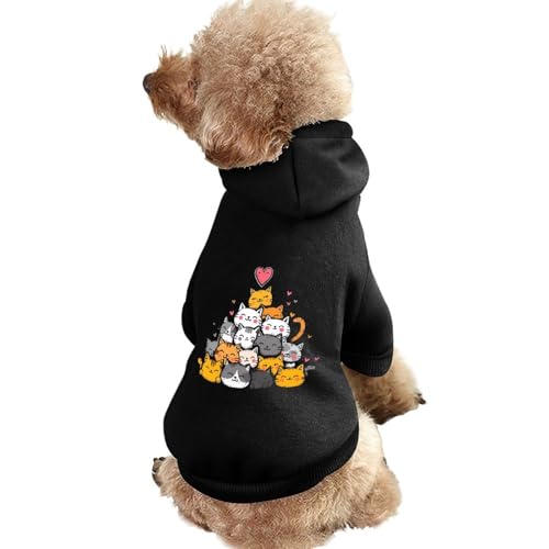 Niedlicher Anime-Hunde-Kapuzenpullover mit Aufdruck, lustiges Winter-Hunde-Sweatshirt, Katzen-Welpen-Outfit mit Kapuze, süßes Kostüm für kleine, mittelgroße und große Hunde und Katzen von KWQDOZF