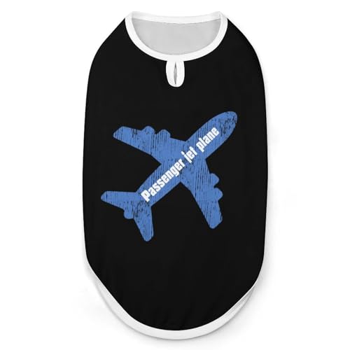 Passagierjet-Flugzeug Hunde- und Katzenkleidung Sommer-T-Shirt Grafik Weste Ärmelloses Haustier-Tanktop von KWQDOZF