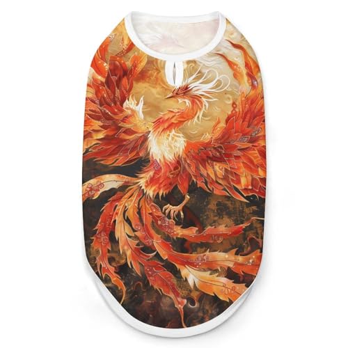 Phoenix Rising from Ashes Hunde- und Katzenkleidung, Sommer-T-Shirt, grafische Weste, ärmellos, Haustier-Tanktop von KWQDOZF