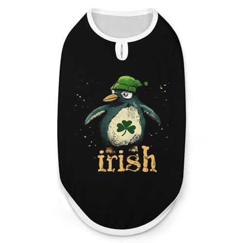 Pinguin St. Patricks Day Irische Hunde- und Katzenkleidung Sommer-T-Shirt Grafikweste Ärmelloses Haustier-Tanktop von KWQDOZF