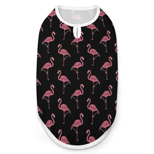 Pink-Flamingo Hunde- und Katzenkleidung Sommer-T-Shirt Grafikweste Ärmelloses Haustier-Tanktop von KWQDOZF