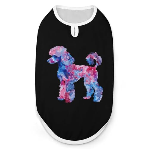 Pudel Hunde Blau Aquarell Hund und Katze Kleidung Sommer T-Shirt Grafik Weste Ärmelloses Haustier Tank Top von KWQDOZF