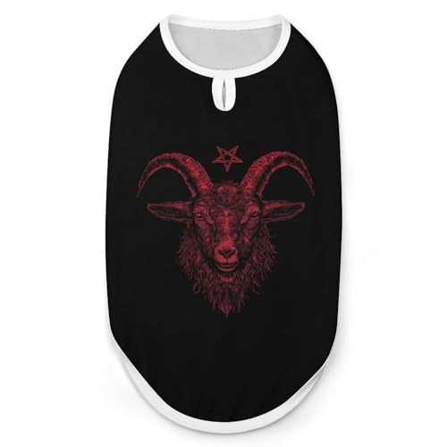 Satanische Ziege mit Pentagramm, Hunde- und Katzenkleidung, Sommer-T-Shirt, grafische Weste, ärmellos, Haustier-Tanktop von KWQDOZF