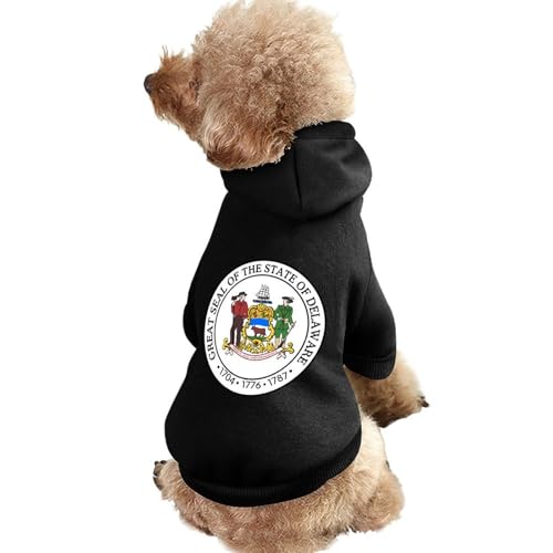 Seal_of_Delaware.SVG Hunde-Kapuzenpullover, Bedruckt, lustiges Winter-Hunde-Sweatshirt, Katzen-Kapuzen-Welpen-Outfit, süßes Kostüm für kleine, mittelgroße und große Hunde und Katzen von KWQDOZF