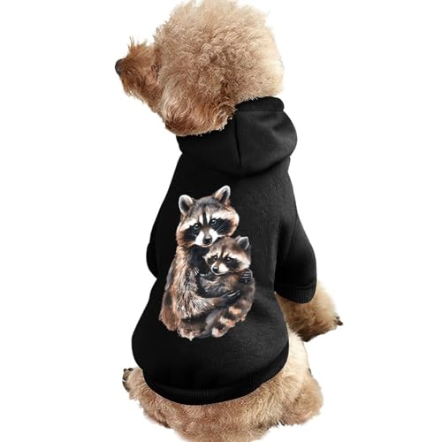 Süßer Hunde-Kapuzenpullover mit Waschbär-Aquarell-Aufdruck, lustiges Winter-Hunde-Sweatshirt, Katzen-Kapuzen-Welpen-Outfit, süßes Kostüm für kleine, mittelgroße und große Hunde und Katzen von KWQDOZF