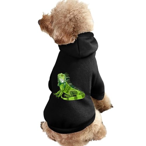 Süßer Hunde-Kapuzenpullover mit grünem Leguan, Bedruckt, lustiges Winter-Hunde-Sweatshirt, Katzen-Kapuzen-Welpen-Outfit, süßes Kostüm für kleine, mittelgroße und große Hunde und Katzen von KWQDOZF