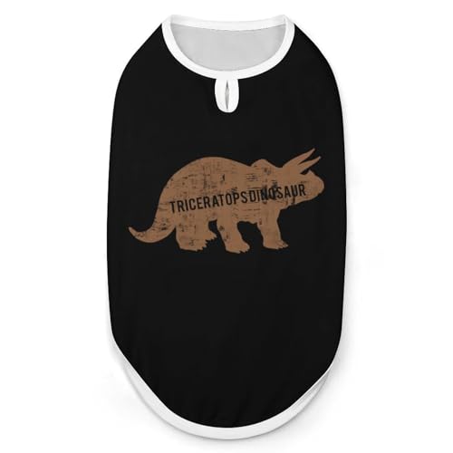 Triceratops Dinosaurier Hunde- und Katzenkleidung Sommer-T-Shirt Grafik Weste Ärmelloses Haustier Tank Top von KWQDOZF