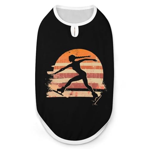 Vintage Eiskunstlauf Silhouette Hunde- und Katzenkleidung Sommer-T-Shirt Grafikweste Ärmelloses Haustier-Tanktop von KWQDOZF