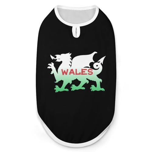 Walisischer Drache, Flagge von Wales, Hunde- und Katzenkleidung, Sommer-T-Shirt, grafische Weste, ärmellos, Haustier-Tanktop von KWQDOZF