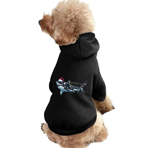 Weihnachts-Kapuzenpullover für Haustiere mit Hai-Aufdruck, Warmer Hunde-Kapuzenpullover, süße Outfits, Kleidung für Hunde und Katzen von KWQDOZF