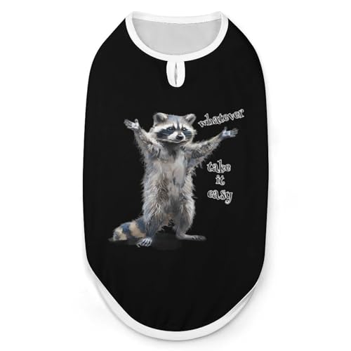 Whatever Raccoon Hunde- und Katzenkleidung Sommer-T-Shirt mit Grafik, Unterhemd, ärmellos, Haustier-Tanktop von KWQDOZF