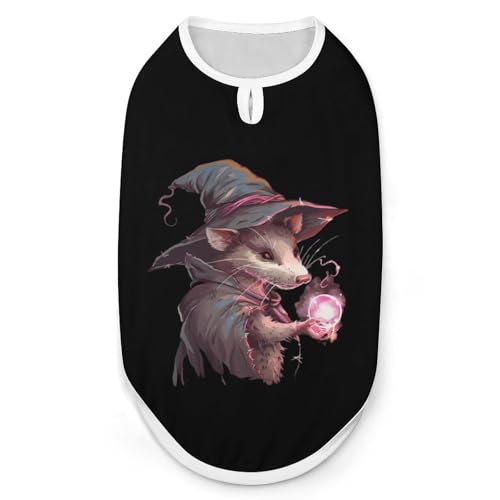 Wizard Opossum Hunde- und Katzenkleidung, Sommer-T-Shirt, grafische Weste, ärmellos, Haustier-Tanktop von KWQDOZF