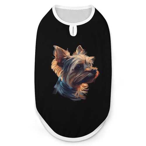 Yorkshire Yorkie Hunde- und Katzenkleidung, Sommer-T-Shirt, grafische Weste, ärmellos, Haustier-Tanktop von KWQDOZF