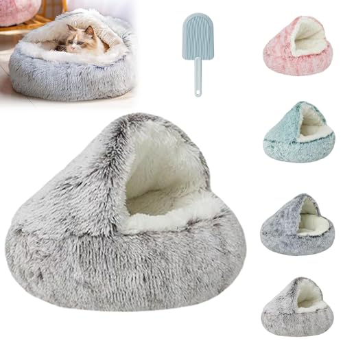 KXDEFE Lapcatz Nest Bed, Lapcatz Bed, Lapcatz Winter Cozy Pet Bed, Pursnug Cat Bed, Semi-Enclosed Pet Nest, Covered Plush Cat Bed, Anti-Slip & Washable Cat Cave Bed (Coffee,40 * 40CM/15.8 * 15.8IN) von KXDEFE