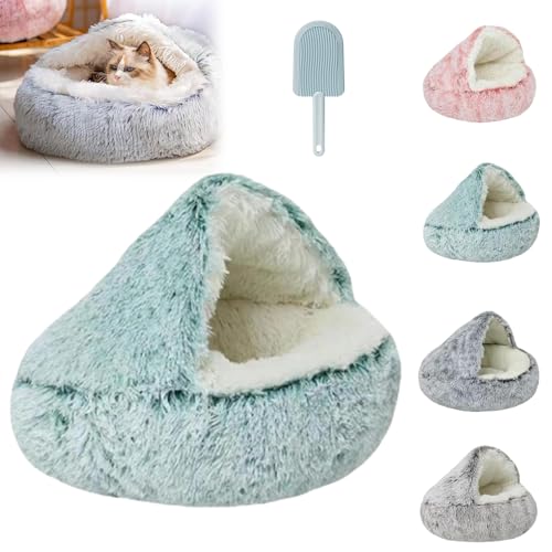 KXDEFE Lapcatz Nest Bed, Lapcatz Bed, Lapcatz Winter Cozy Pet Bed, Pursnug Cat Bed, Semi-Enclosed Pet Nest, Covered Plush Cat Bed, Anti-Slip & Washable Cat Cave Bed (Green,40 * 40CM/15.8 * 15.8IN) von KXDEFE