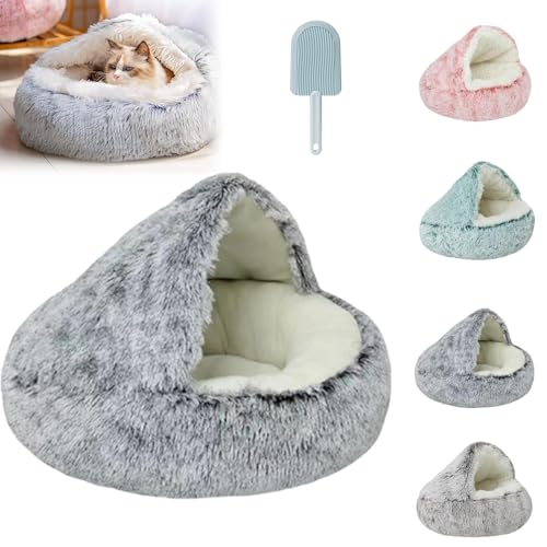 KXDEFE Lapcatz Nest Bed, Lapcatz Bed, Lapcatz Winter Cozy Pet Bed, Pursnug Cat Bed, Semi-Enclosed Pet Nest, Covered Plush Cat Bed, Anti-Slip & Washable Cat Cave Bed (Grey,40 * 40CM/15.8 * 15.8IN) von KXDEFE