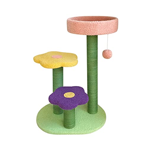 28 Zoll moderner Katzenbaum mit Sisal-Kratzbaum, Katzenkletteraktivität, Blumenturm, Haustierspielplatz für Katzen, Kätzchen, Haustiere, 3 Schichten von KXQYIKYI