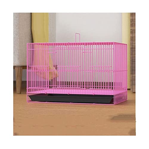 KXQYIKYI Feste Metallvogelkäfer Rechteckige Vogelträger Bottom Play Rolling Ständer Haustier Vogelkäfig Flugkäfig mit Feeder for Home Hotel (Pink M) von KXQYIKYI