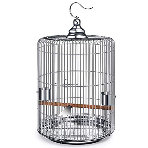 Feste Silber Edelstahl Vogelkäfige Outdoor Reisevogel Käfige mit Ständer Bar Papagei Käfige Taube Perle Vogel Soor Vogelkäfig (Silber 33 cm) von KXQYIKYI